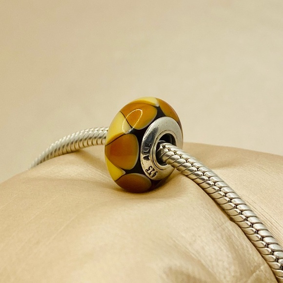 EUC Pandora 790638 Sterling Silver Captivating Amber Murano Glass Charm - Picture 8 of 12